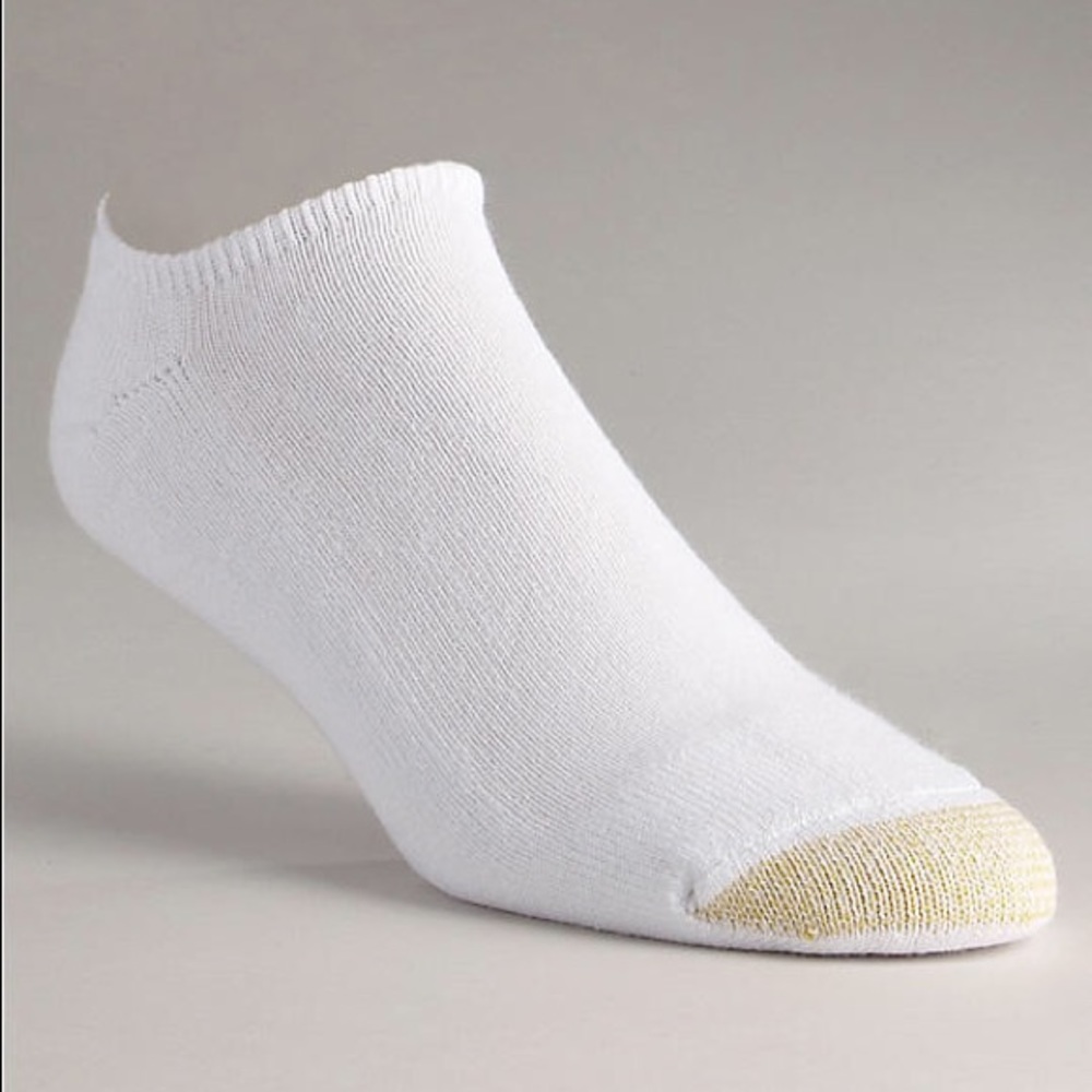 6 White Gold Toe sock liners